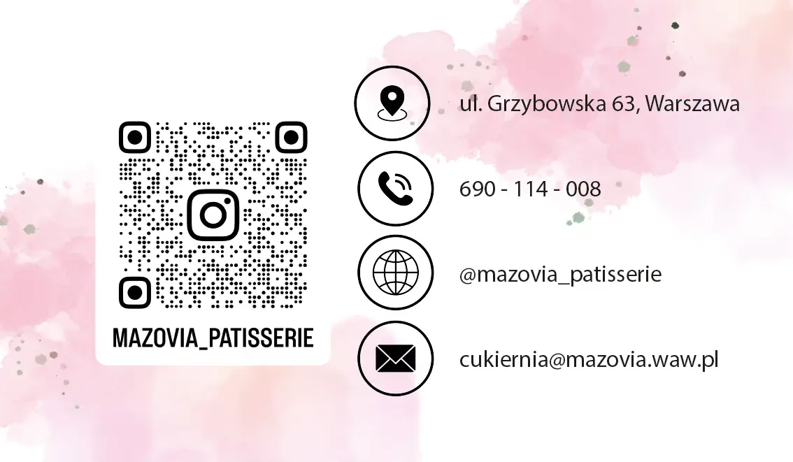 Mazovia Patisserie — rewers wizytówki