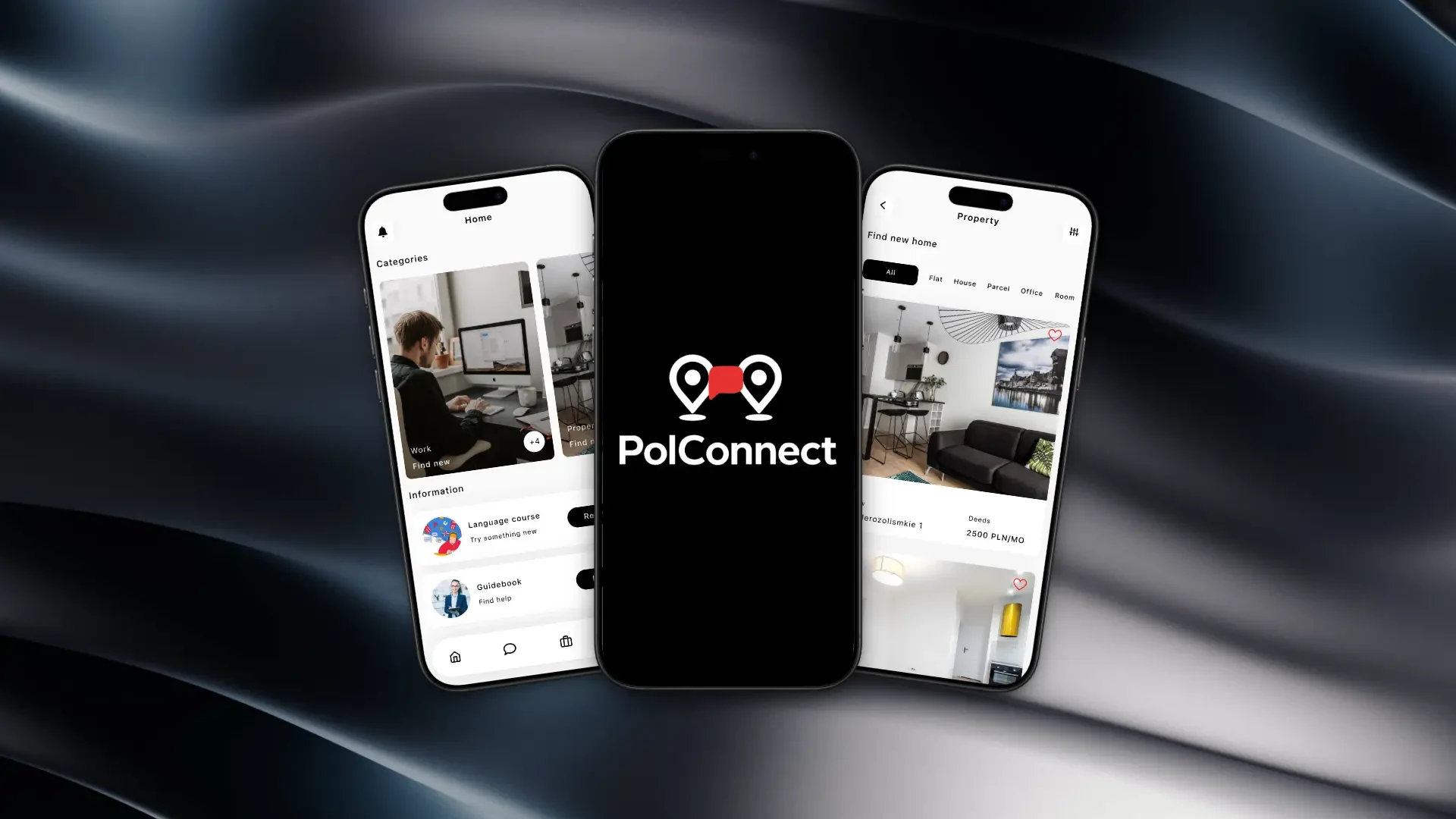 PolConnect — główny mockup aplikacji